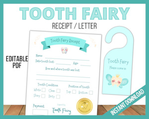 Tooth Fairy Receipt/Letter