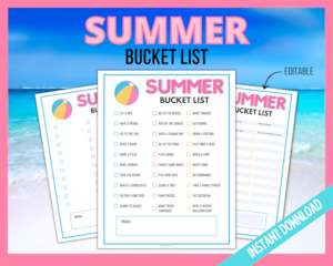 Summer Bucket List - Editable