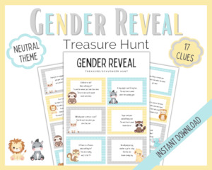 Gender Reveal: Gender Reveal Treasure Hunt - Neutral Theme