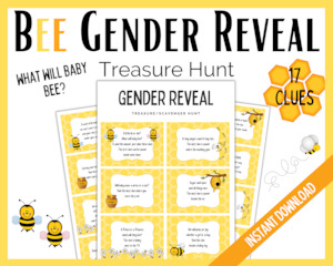 Gender Reveal: Bee Gender Reveal Treasure hunt