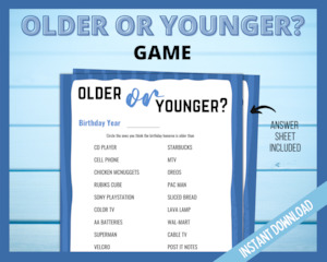 Older or Younger Game - Blue