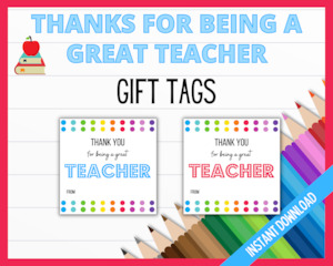 School: Great Teacher Gift Tags