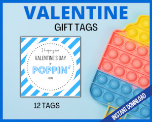 Valentine's Gift Tags - Blue Striped