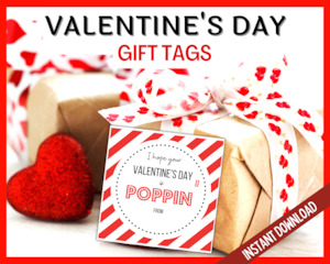 Valentines Poppin Gift Tags Red