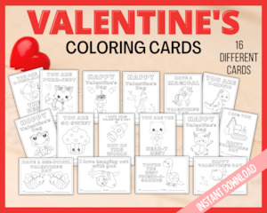 Valentine's Day Coloring Cards