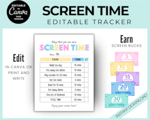 Planners And Calendars: Kids Screen Time Checklist