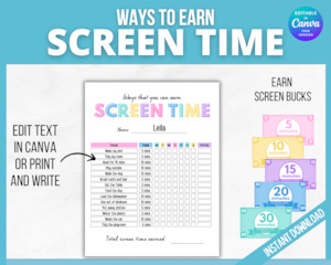 Planners And Calendars: Kids Screen Time Tracker