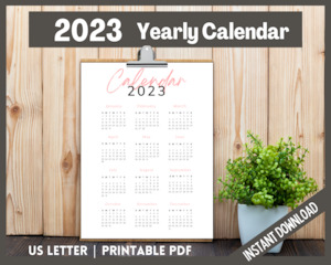 2023 Yearly 12 Month Calendar