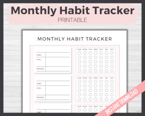 Planners And Calendars: Monthly Habit Tracker