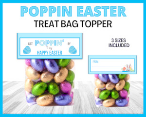 Poppin By Easter Treat Bag Topper - Blue