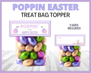 Gift Tags Cookie Tags: Poppin Easter Treat Bag Topper - Purple