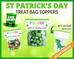 Poppin St Patrick's Day Treat Bag Topper