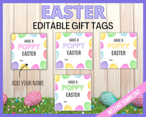 Editable Poppy Easter Gift Tags