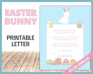 Easter Bunny Letter - Blue