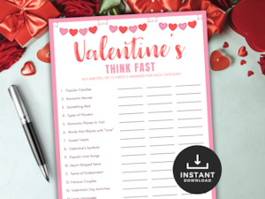 All Printables: Valentines Think Fast