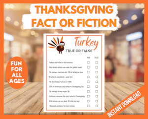 Thanksgiving Turkey True or False