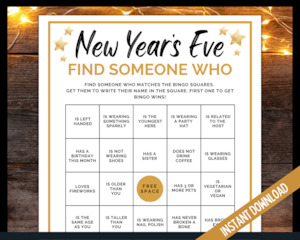 New Year's Find Someone Bingo