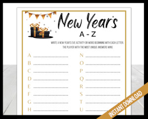 New Years Eve: New Year's A-Z Game