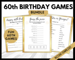 60th Birthday Party Games Bundle