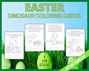 Dinosaur Easter Coloring Cards