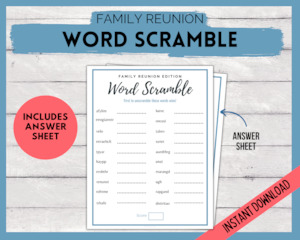 Family Reunion: Family Reunion Word Scramble