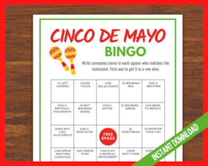 Cinco De Mayo: Cinco de Mayo Find Someone Bingo