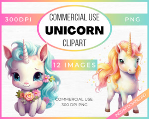 Unicorn Watercolor Clipart