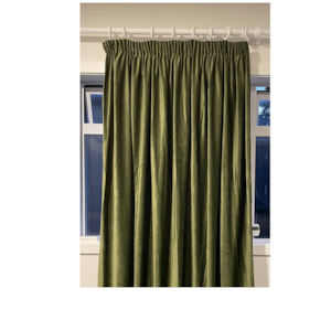 Olive green velvet blockout curtains - Custom made - CM-0023