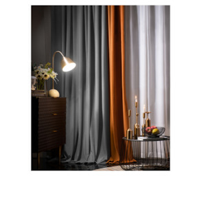 Curtain: Grey and Orange Velvet blockout curtains - Custom made - CM-0018 Dual