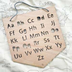 Baby wear: Wooden Alphabet Banner Plaque