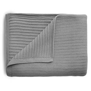 Baby wear: Mushie | Knitted Ribbed Baby Blanket, Gray Melange