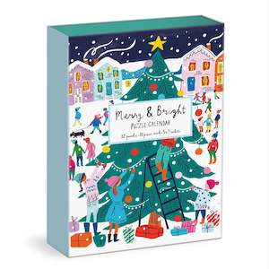 Galison | Merry & Bright 12 Days of Christmas Advent Puzzle Calendar