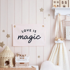 Leonie and the Leopard | Wall Banners, Love is Magic Pink