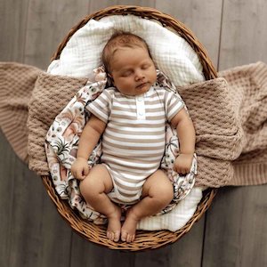 Baby wear: Snuggle Hunny Kids | Short Sleeve Bodysuit, Pebble Stripe