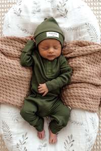 Baby wear: Snuggle Hunny Kids | Growsuit, Olive