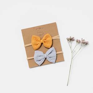 Baby wear: Over the Dandelions | Muslin Bow Headband - Saffron + Frost