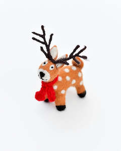 Tara Treasures | Felt Christmas Toy or Decoration, Reindeer with Red Scarf