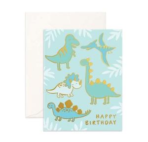 Fox and Fallow | Happy Birthday Card, Dinosaur