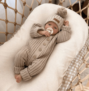 Little B's Nursery | Ribbed Baby Beanie, Oak