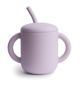 Baby wear: Mushie | Silicone Training Cup & Straw - Soft Lilac