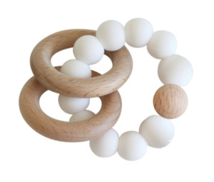 Alimrose | Beechwood Teether Rings Set, Milk