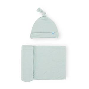 Clothing: Stretch Knit Hat & Swaddle Set - Frost Green