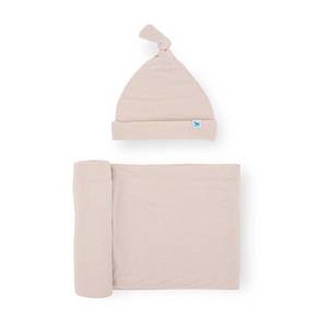 Stretch Knit Hat & Swaddle Set - Soft Blush