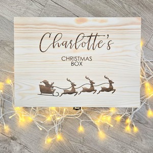 Christmas Box with Santa and Sleigh