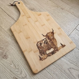 Highland Cow Silhouette Bamboo Cheese/ Chopping Board