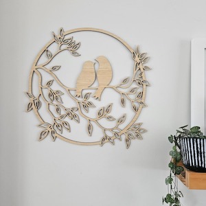 Geometric Animals: Bamboo Birds On Branch Wall Art