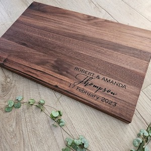 Homewares: Name and Dates Walnut Board