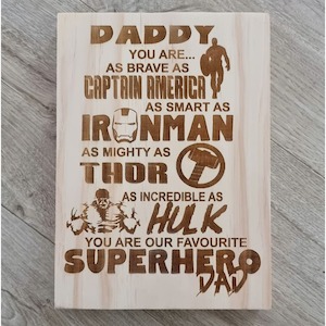 Superhero Dad Solid Pine Sign