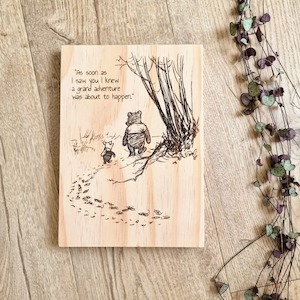 Winnie the Pooh - "Grand Adventure" Quote Solid Pine Sign