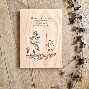 Pine Signs: Winnie the Pooh - "Making Memories" Quote Solid Pine Sign